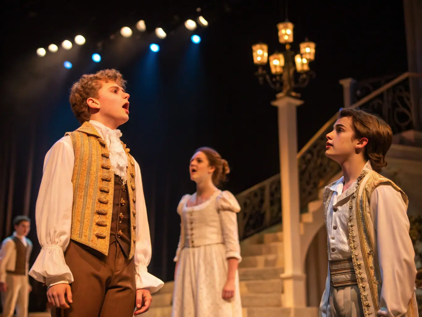 A photograph capturing a captivating theatrical performance organized by LES RUELLES VIVES, featuring talented actors on stage and an enthusiastic audience, highlighting the organization's commitment to promoting performing arts.